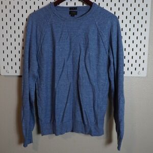 J Crew Slim Fit Crew Neck Long Sleeve Cotton Sweater Blue Mens M